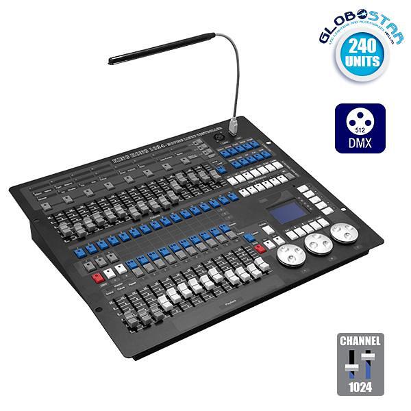 Професионална конзола за осветление KING KONG 1024 канала USB LCD дисплей DMX512 GloboStar 49765