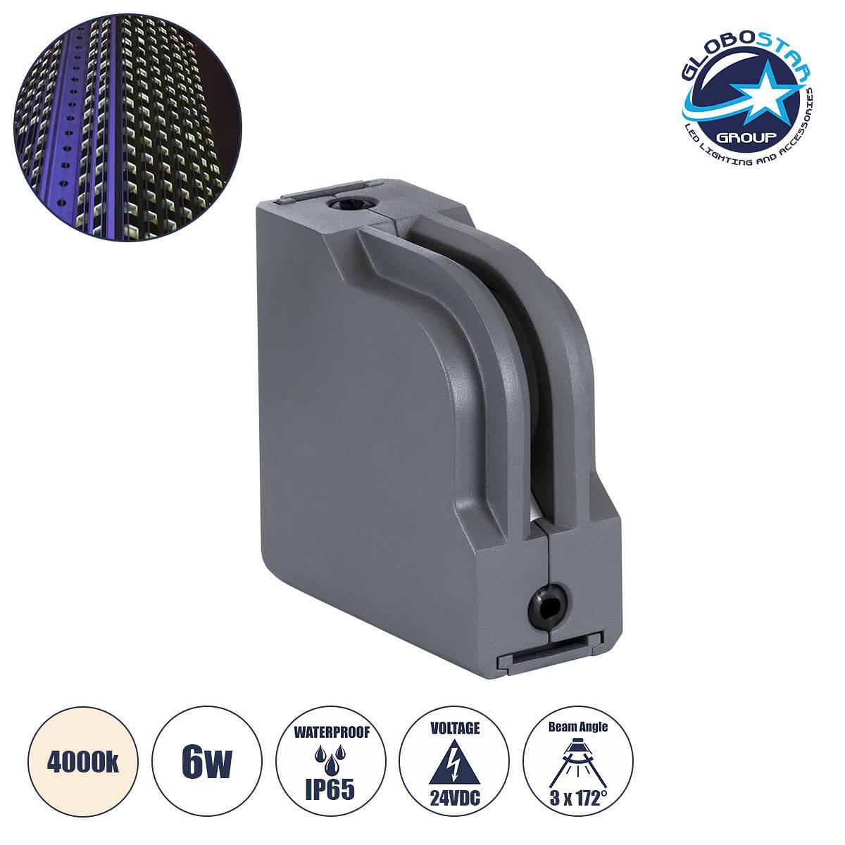 GLOBOSTAR® WINDOWCORNA 90113 Ъглово осветително тяло за подчертаване на прозорци LED 6W 570lm 3°x172° DC 24V Водоустойчиво IP65 Неутрално бяло 4500K