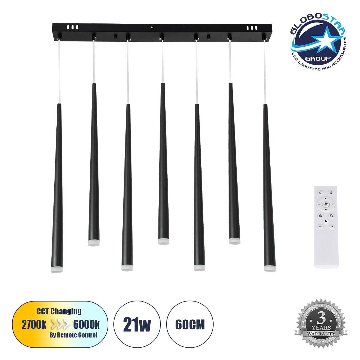 GLOBOSTAR® TEARS 61311 Модерен висящ LED плафон 21W 2310lm 180° AC 220-240V IP20 Регулируема бяла светлина CCT с дистанционно управление от 2700K до
