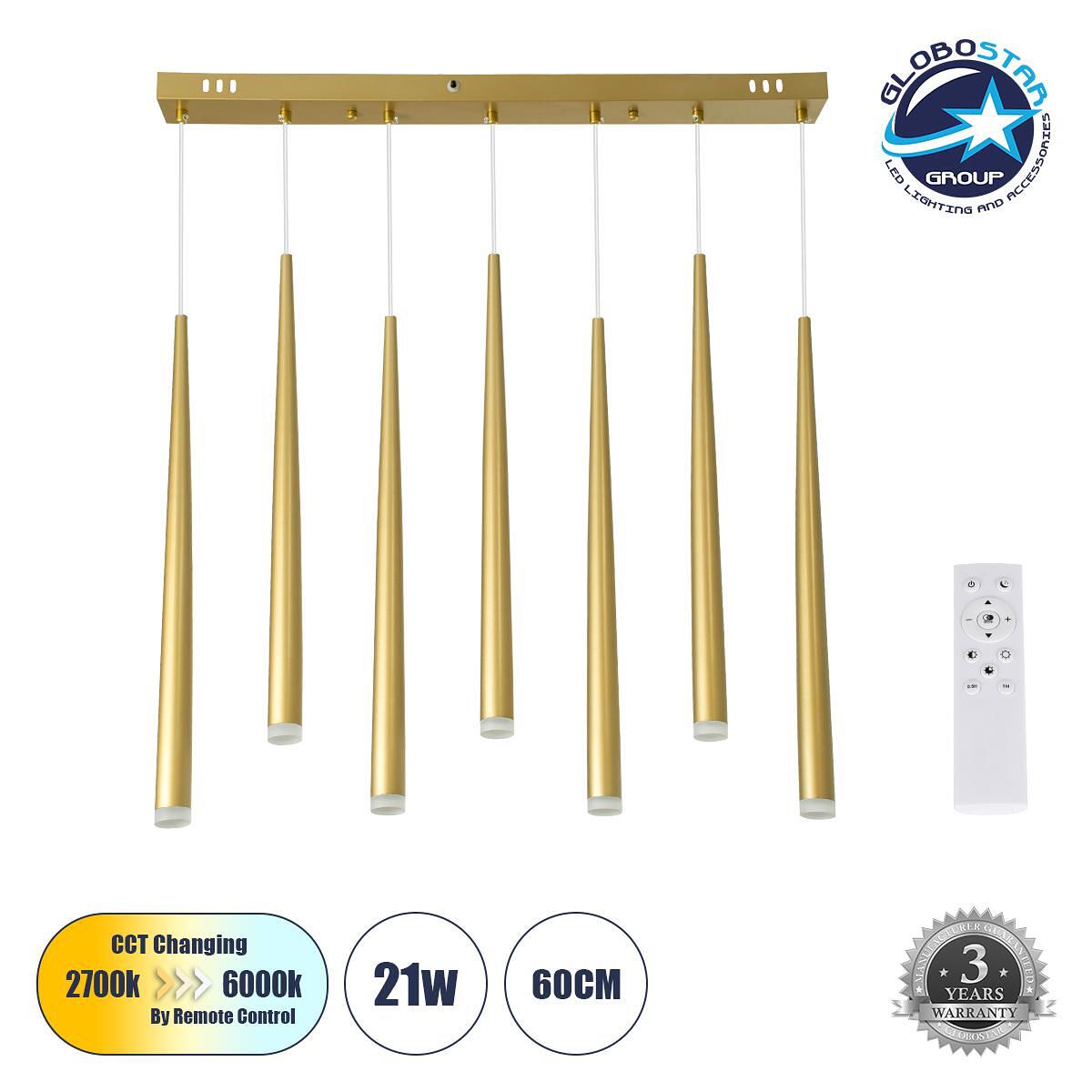 GLOBOSTAR® TEARS 61312 Модерен висящ LED плафон 21W 2310lm 180° AC 220-240V IP20 Регулируема бяла светлина CCT с дистанционно управление от 2700K до