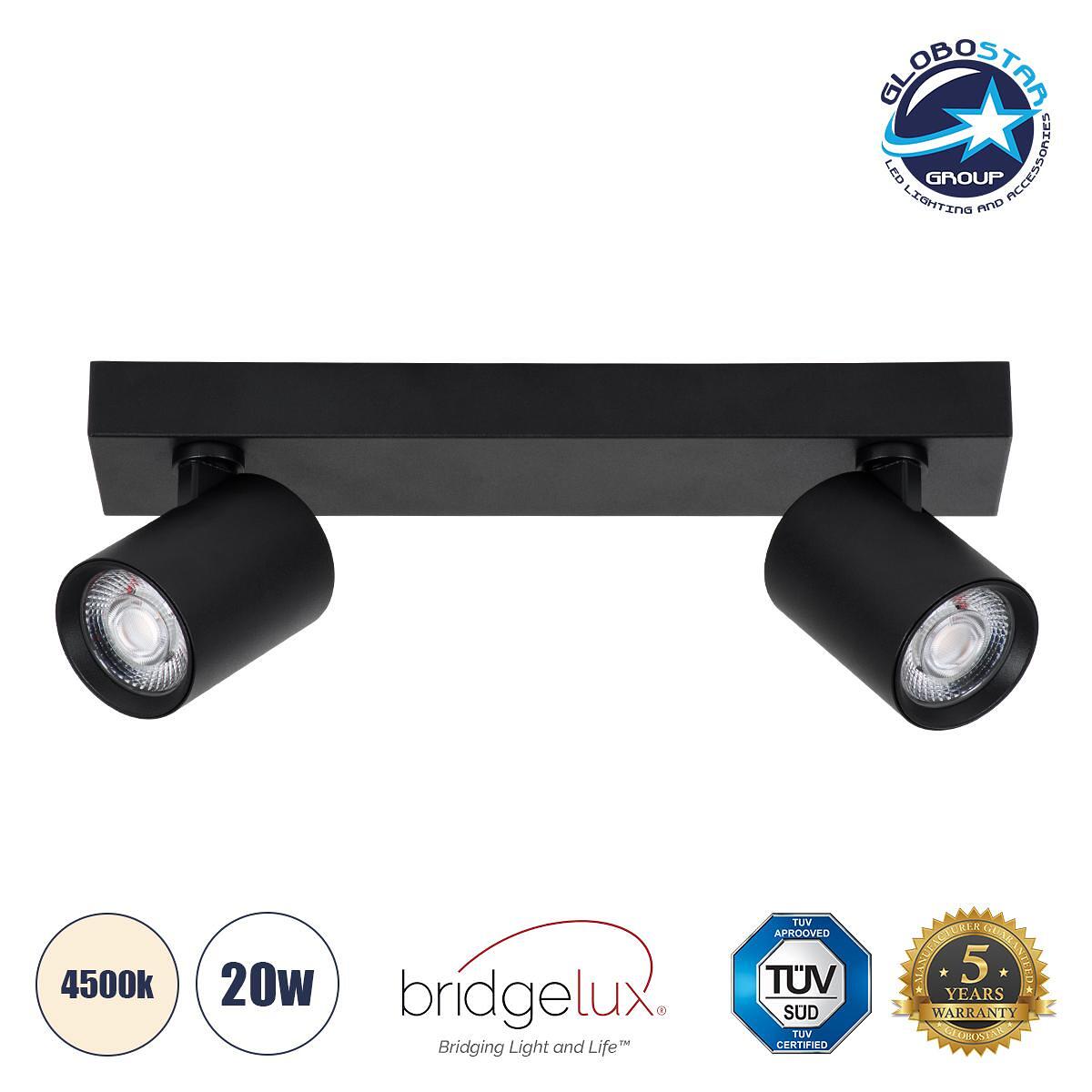 GLOBOSTAR® LEONARDO 60346 Модерен LED плафон 20W 2400lm 60° AC 220-240V IP20 Неутрално бяло 4500K - Bridgelux COB - Черен - Ø32 x Ш7 x В11.8cm - 5 го
