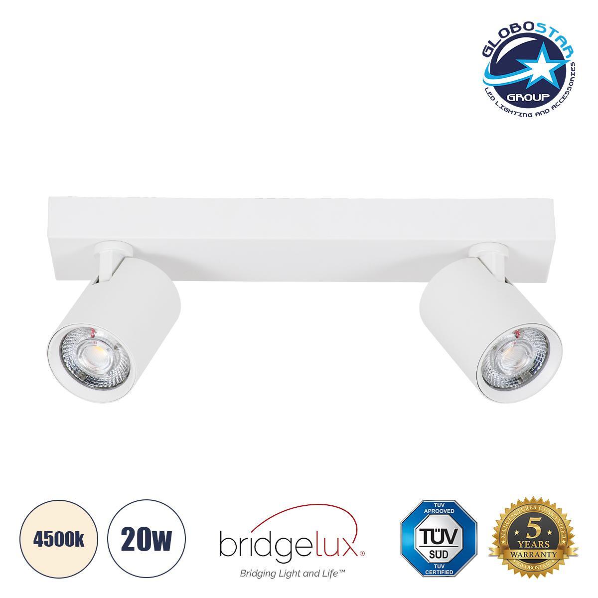 GLOBOSTAR® LEONARDO 60347 Модерен LED плафон 20W 2400lm 60° AC 220-240V IP20 Неутрално бяло 4500K - Bridgelux COB - Бял - Ø32 x Ш7 x В11.8cm - 5 годи