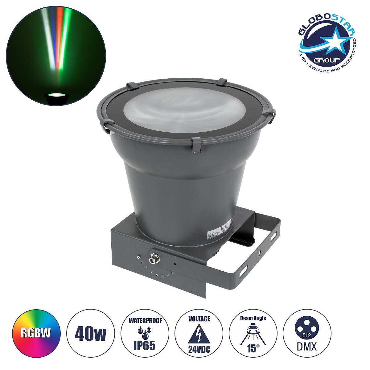 GloboStar® FLOOD-AION 90227 Прожектор Wall Washer Special Water Effect - Специален Воден Ефект LED 40W 2400lm 15° DC 24V Водоустойчив IP65 L35.5 x W3