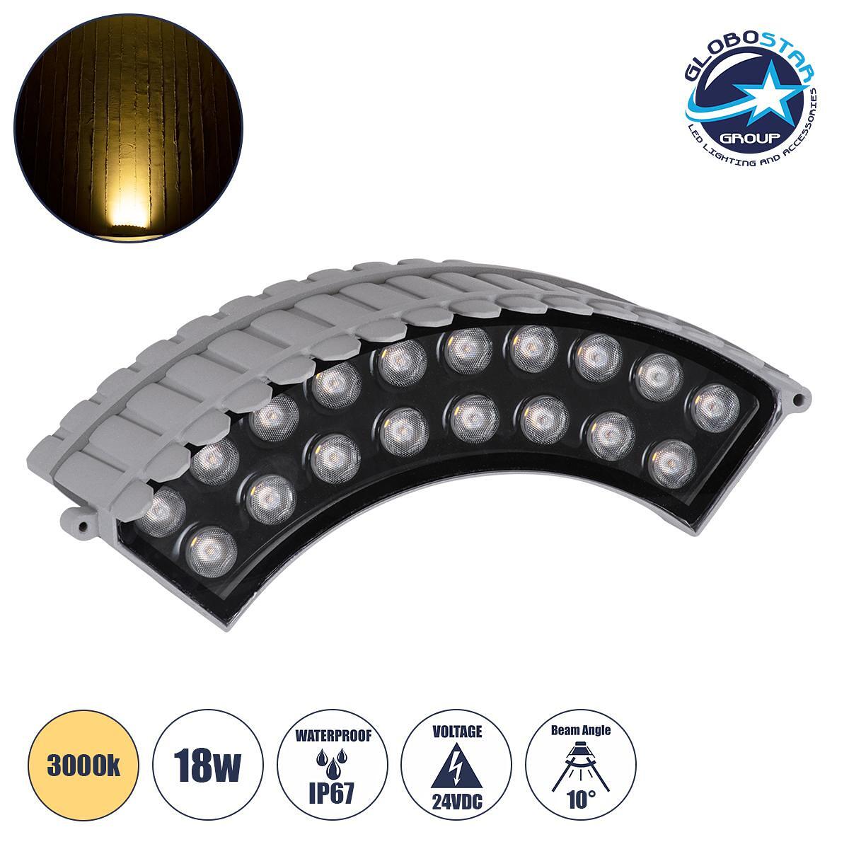 GLOBOSTAR® TREEJINA 90690 Извита осветителна лента Wall Washer за растения - дървета LED 18W 1620lm 10° DC 24V Водоустойчива IP67 Топло бяло 2700K Ди