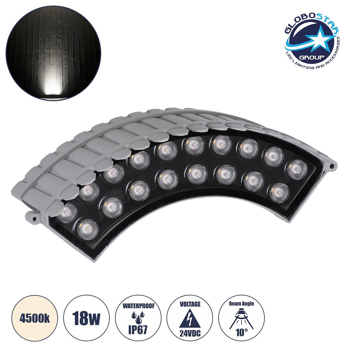 GLOBOSTAR® TREEJINA 90691 Извита LED осветителна лента Wall Washer за растения - дървета 18W 1710lm 10° DC 24V Водоустойчива IP67 Натурално бяло 4500