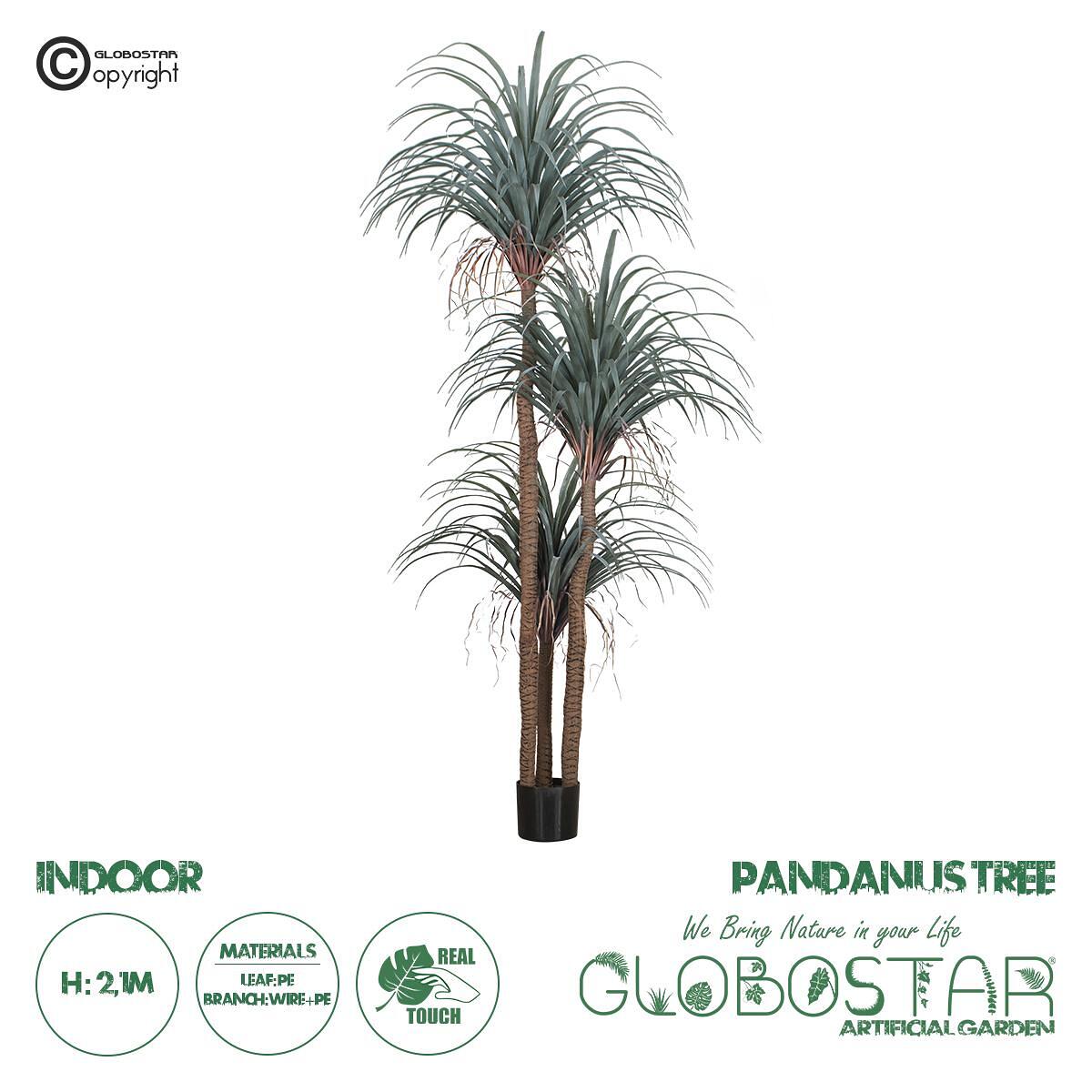 GloboStar® Изкуствена Градинска ПАЛМА PANDANUS TREE 20050 Изкуствено Декоративно Растение Панданус В210cm