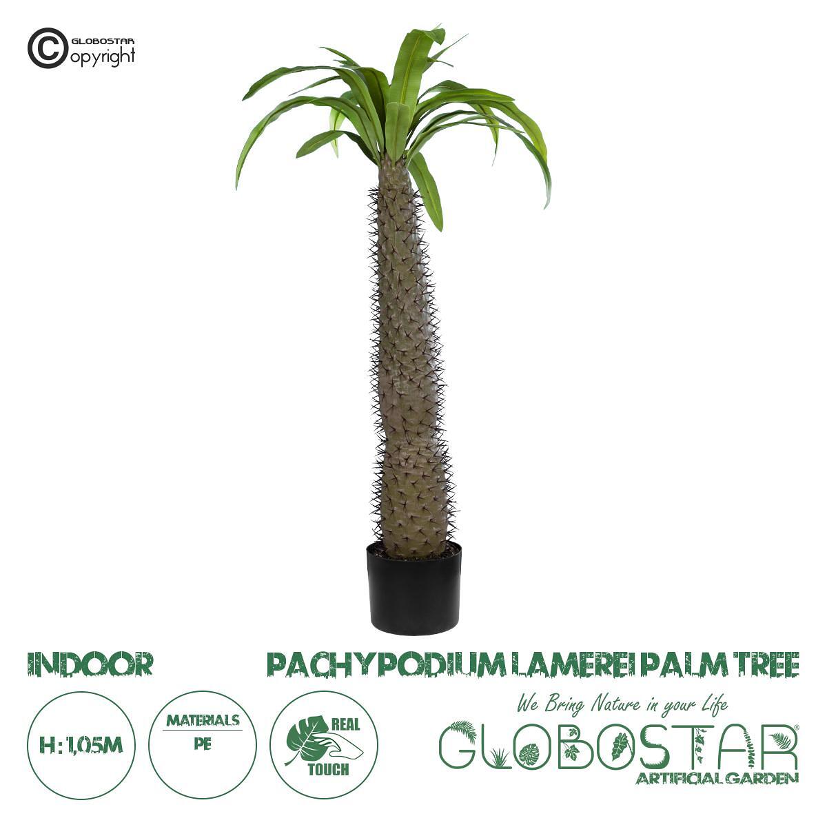 GloboStar® Изкуствена Градина PACHYPODIUM LAMEREI PALM TREE 20129 Изкуствено Декоративно Растение Палма от Мадагаскар В105cm