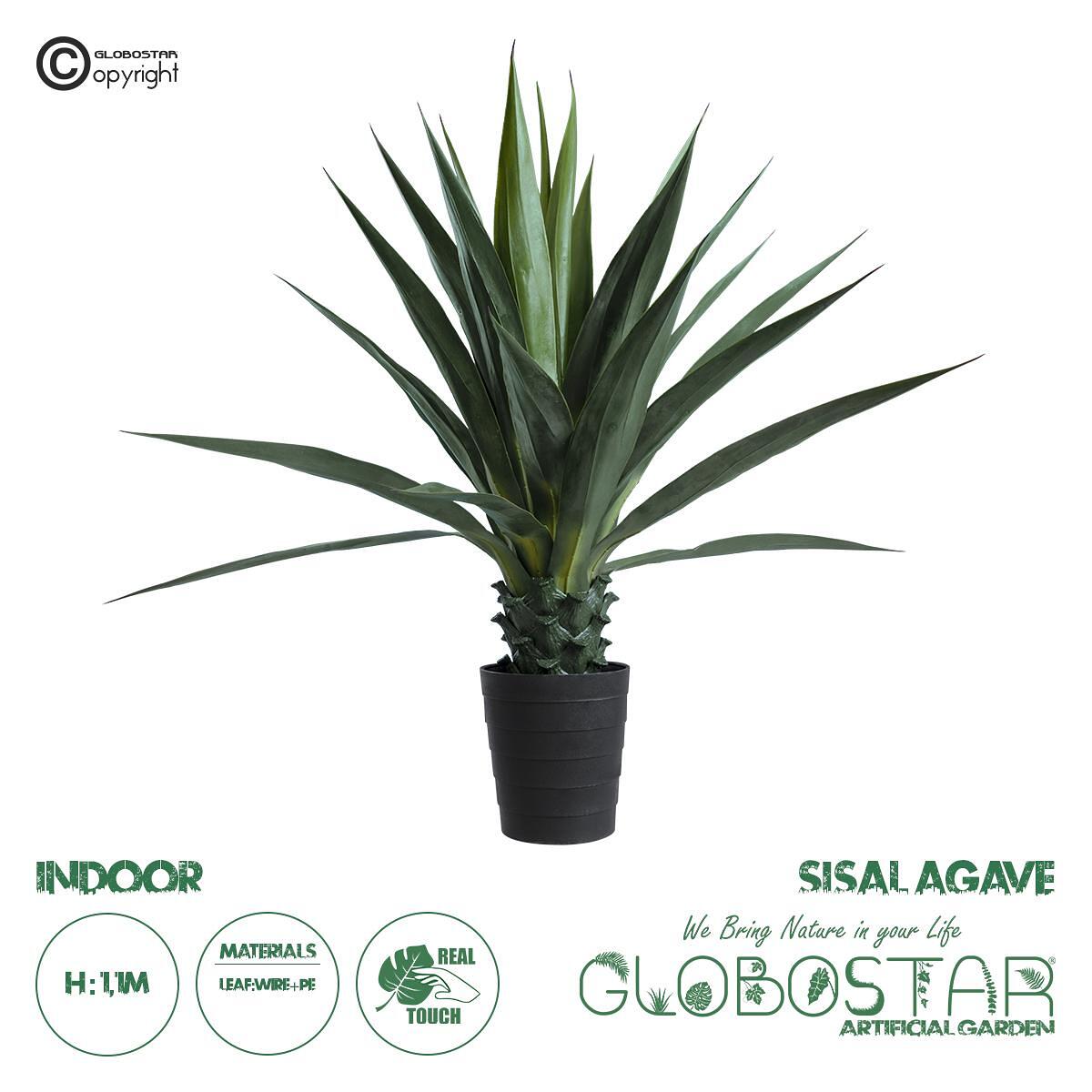 GloboStar® Изкуствена Градинска SISAL AGAVE 20078 Изкуствено Декоративно Растение Агаве В110cm