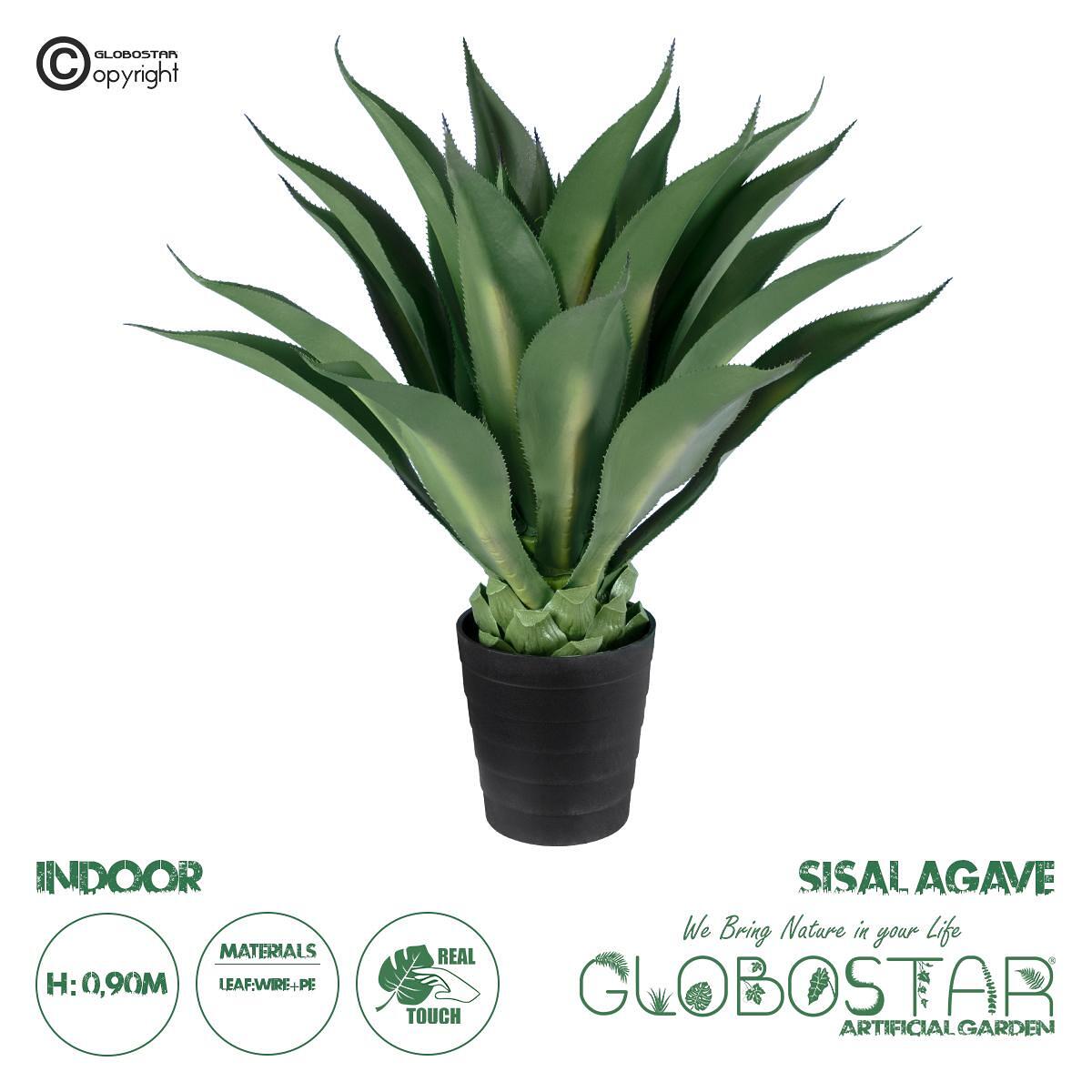 GloboStar® Изкуствена Градина SISAL AGAVE 20077 Изкуствено Декоративно Растение Агаве В90cm