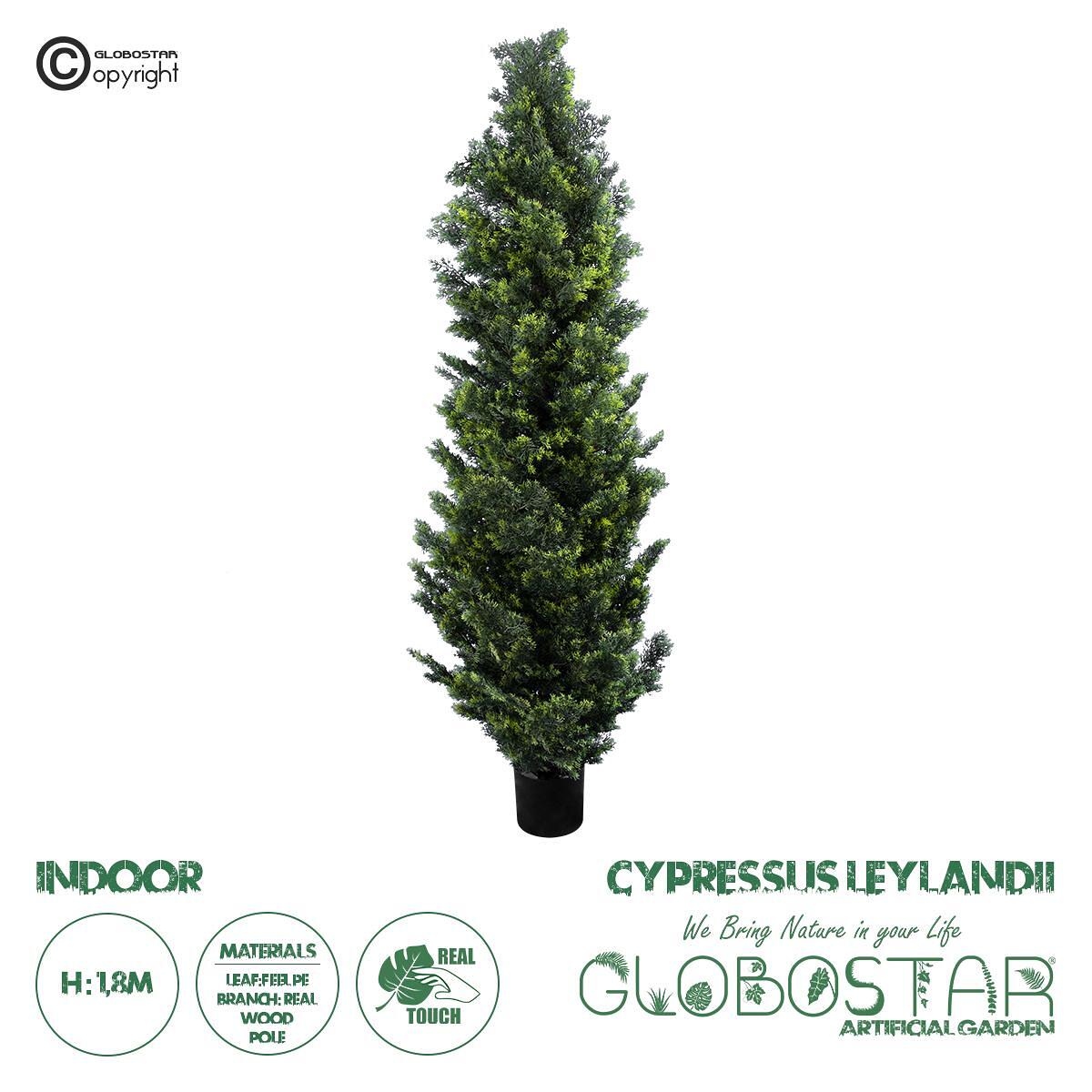 GloboStar® Изкуствена Градина CYPRESSUS LEYLANDII 20156 Изкуствено Декоративно Растение Кипарис Лейланд В180cm