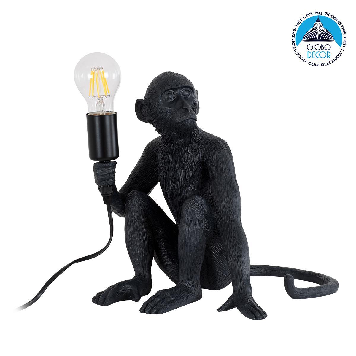GLOBOSTAR® APES 01807 Модерна Настолна Лампа Портатив с Фасунга 1 x E27 AC 220-240V IP20 - Черен - Д30 x Ш27 x В30cm