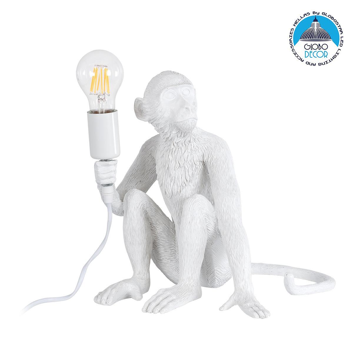 GLOBOSTAR® APES 01808 Модерна Настолна Лампа с Цокъл 1 x E27 AC 220-240V IP20 - Бял - Д30 x Ш27 x В30cm