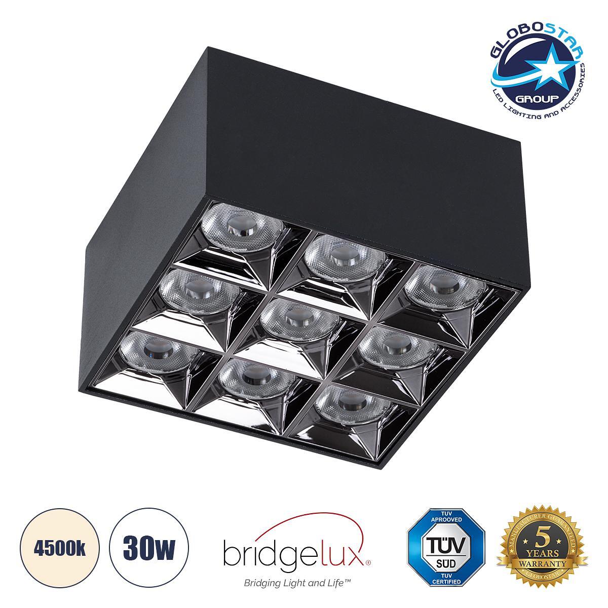 GLOBOSTAR® LUMINAR 60336 Downlight LED Спот 30W 4200lm 36° AC 220-240V IP20 Неутрално Бяло 4500K - Osram SMD Чип & TÜV SÜD Драйвер - Черен Мат - Д12