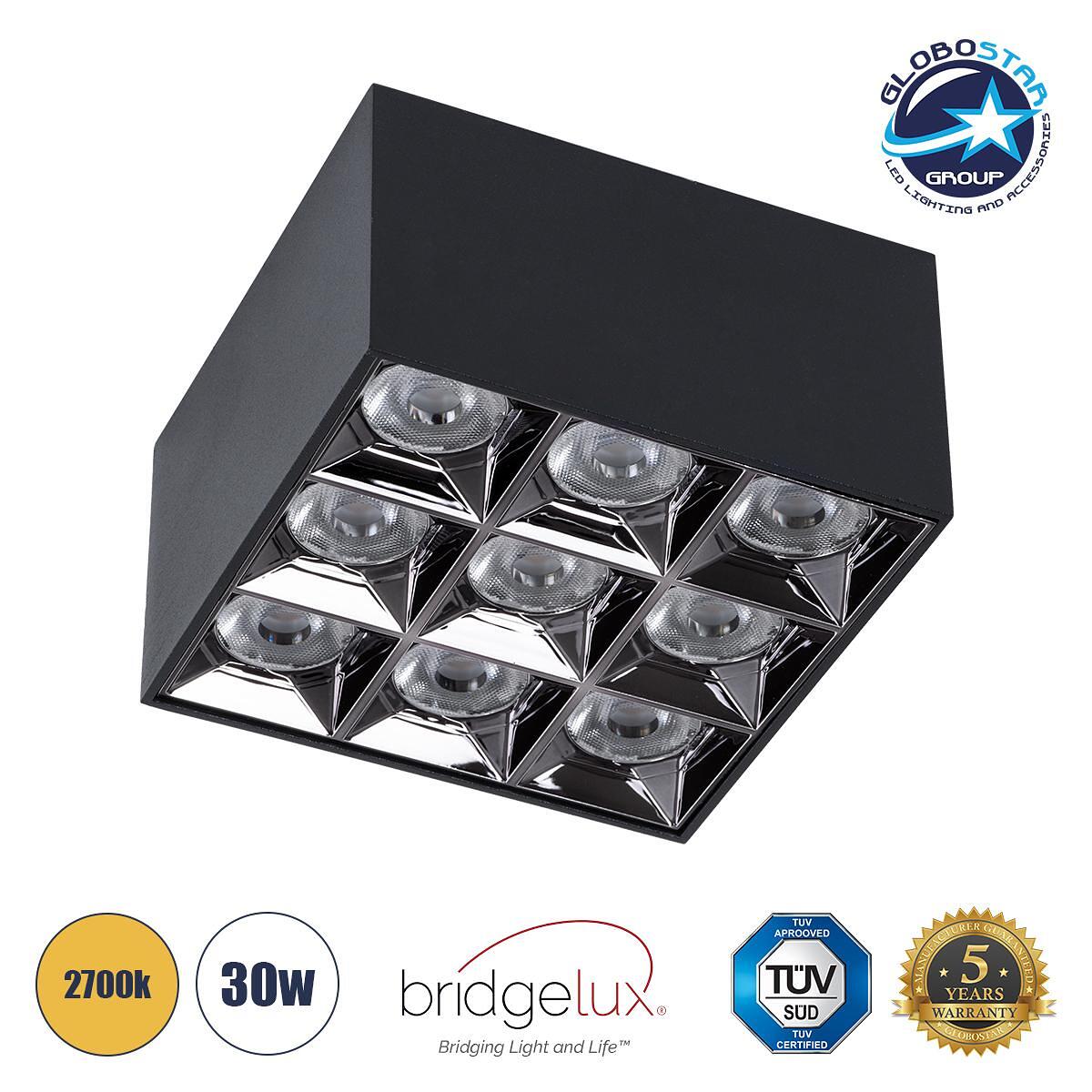 GLOBOSTAR® LUMINAR 60337 Downlight LED Спот 30W 4050lm 36° AC 220-240V IP20 Топло Бяло 2700K - Osram SMD Чип & TÜV SÜD Драйвер - Черен Мат - Д12 x Ш1