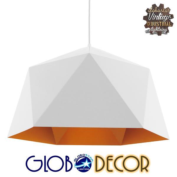 GLOBOSTAR® HEXAGON 01378 Модерен висящ таванен осветител с фасунга 1 x E27 AC 220-240V IP20 - Бял & Златен - Д46 x Ш46 x В25cm