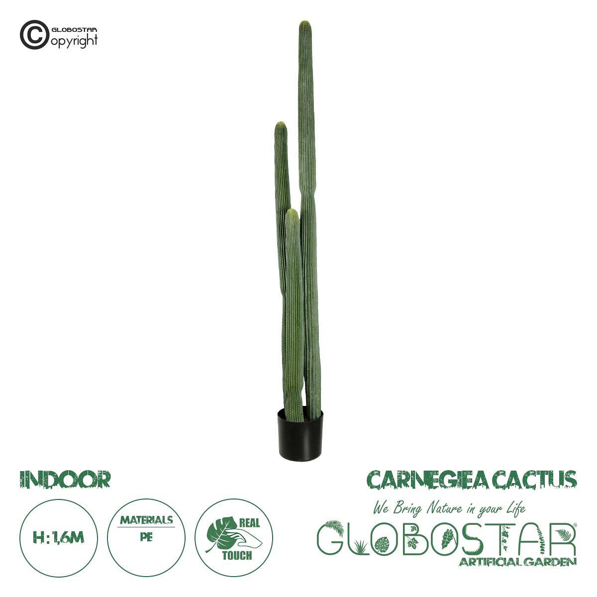 GloboStar® Изкуствена Градина CARNEGIEA CACTUS 20123 Изкуствено Декоративно Растение Кактус Сагуаро В160cm