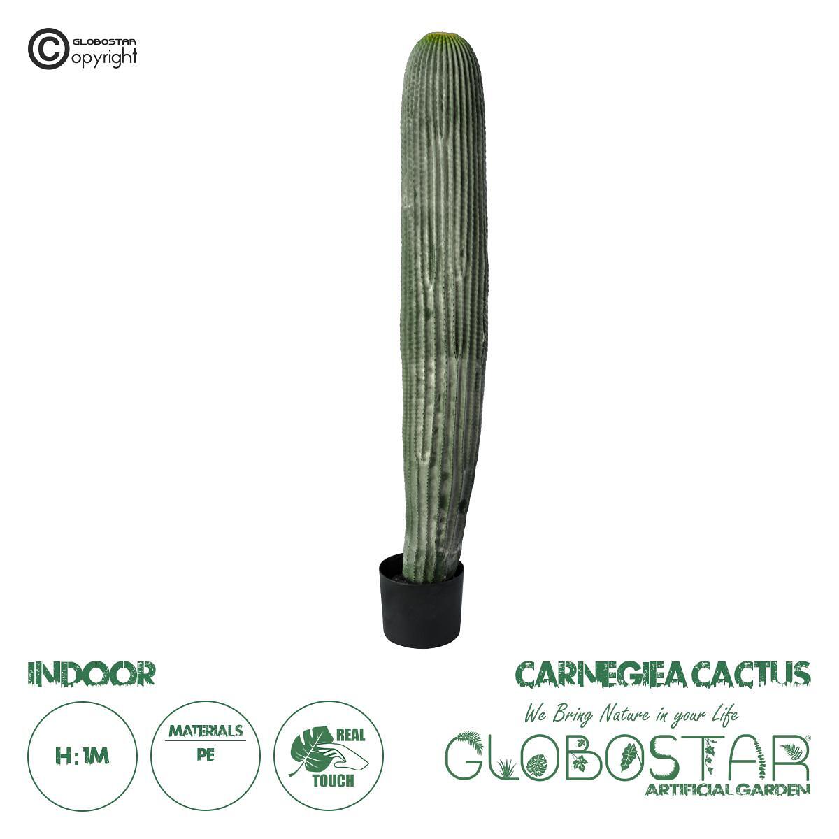 GloboStar® Изкуствена Градина CARNEGIEA CACTUS 20126 Изкуствено Декоративно Растение Кактус Сагуаро В100cm