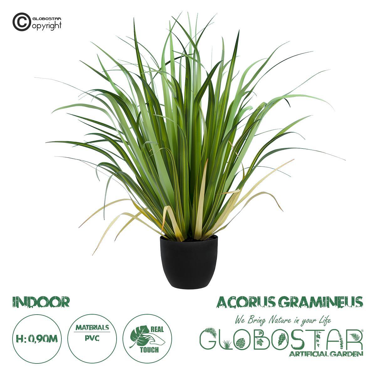 GloboStar® Изкуствена Градина ACORUS GRAMINEUS 20103 Изкуствено Декоративно Растение Акорус Височина 90cm