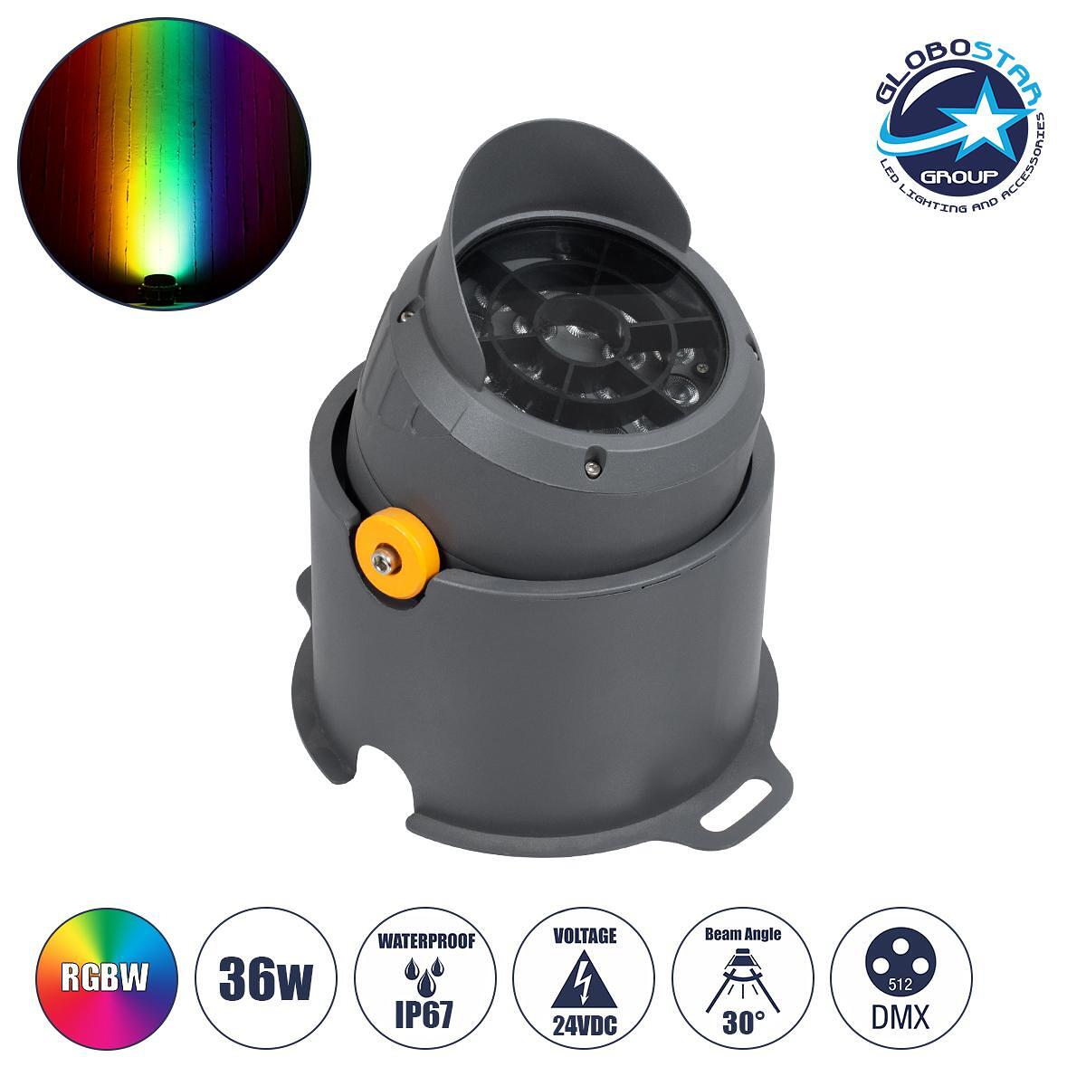GloboStar® FLOOD-SIMA 90496 Движещ се прожектор - осветително спот тяло Wall Washer с антирефлексна решетка за фасадно осветление LED 36W 3060lm 30°