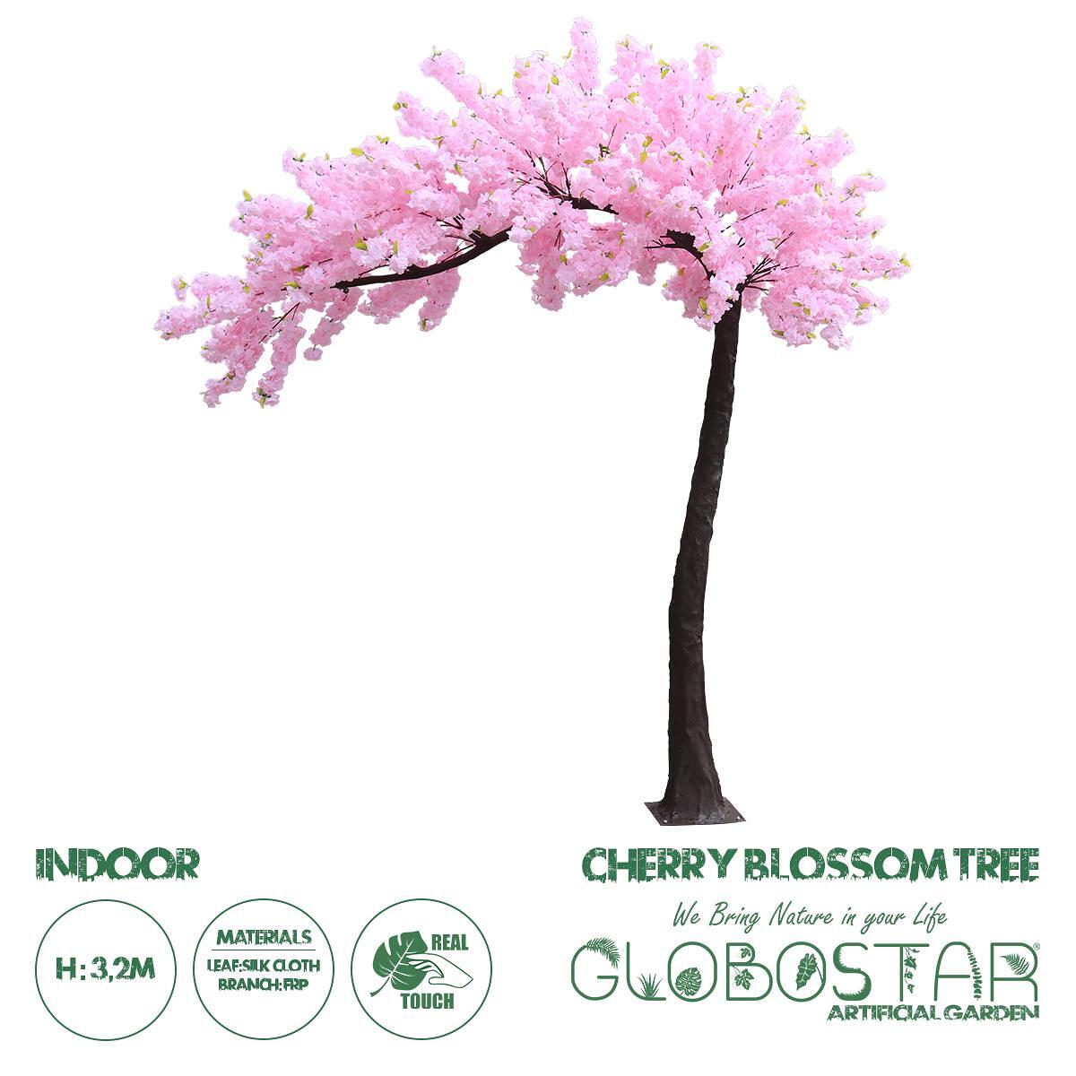 GloboStar® Изкуствена Градинска ЧЕРИШОВА ЦВЕТНА ДЪРВО 20184 Изкуствено Декоративно Дърво Бугенвилия Черешов Цвят Височина 320cm
