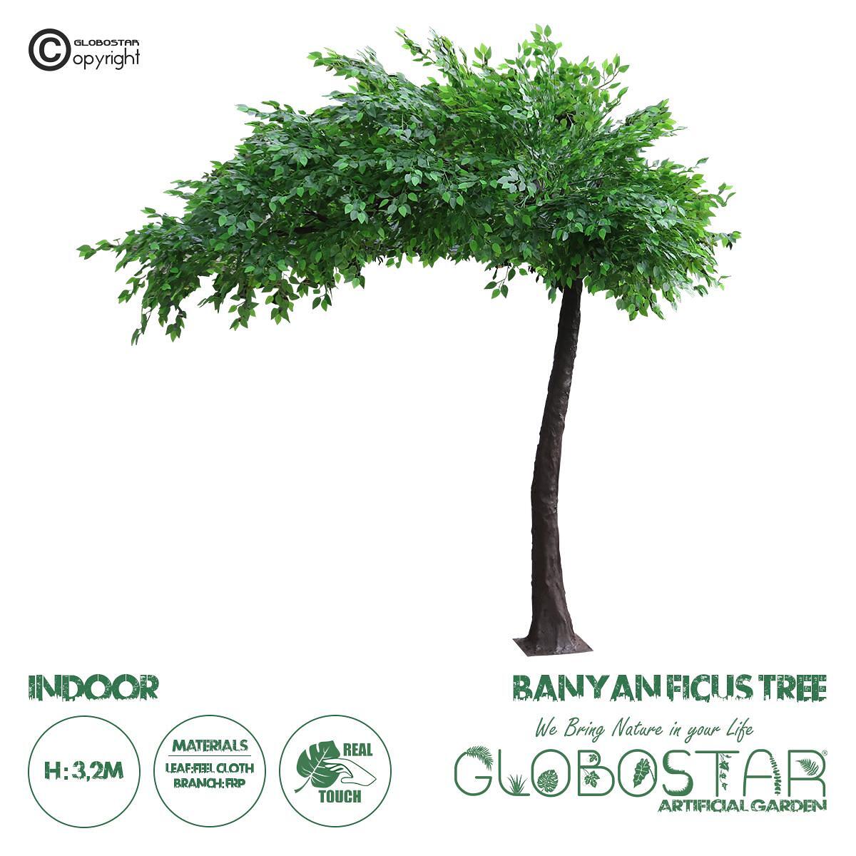 GloboStar® Изкуствено Градинско Дърво BANYAN FICUS TREE 20186 Изкуствено Декоративно Дърво Индийска Смокиня Фикус В320cm