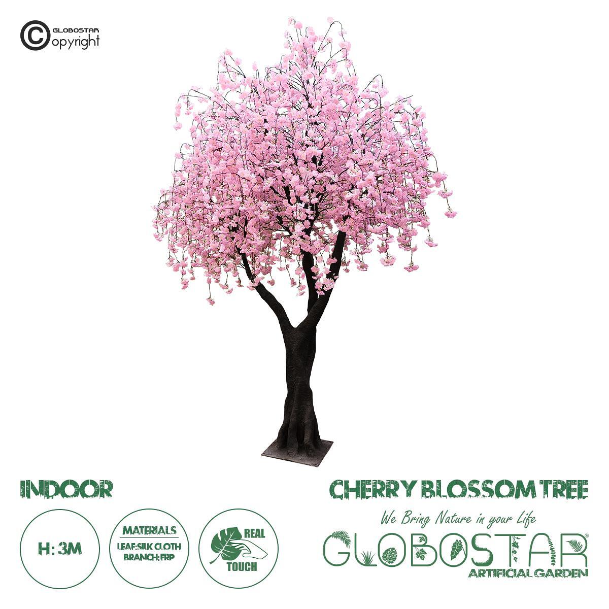 GloboStar® Изкуствена Градинска ЧЕРЕШОВО ЦВЕТЕ ДЪРВО 20212 Изкуствено Декоративно Дърво Черешов Цвят Височина 300cm