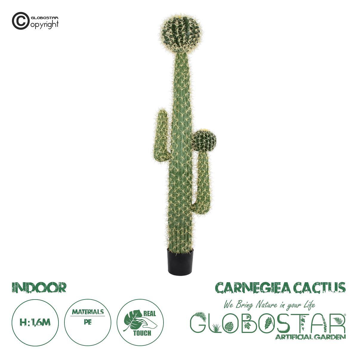 GloboStar® Изкуствена Градина CARNEGIEA CACTUS 20135 Изкуствено Декоративно Растение Кактус Сагуаро В180cm