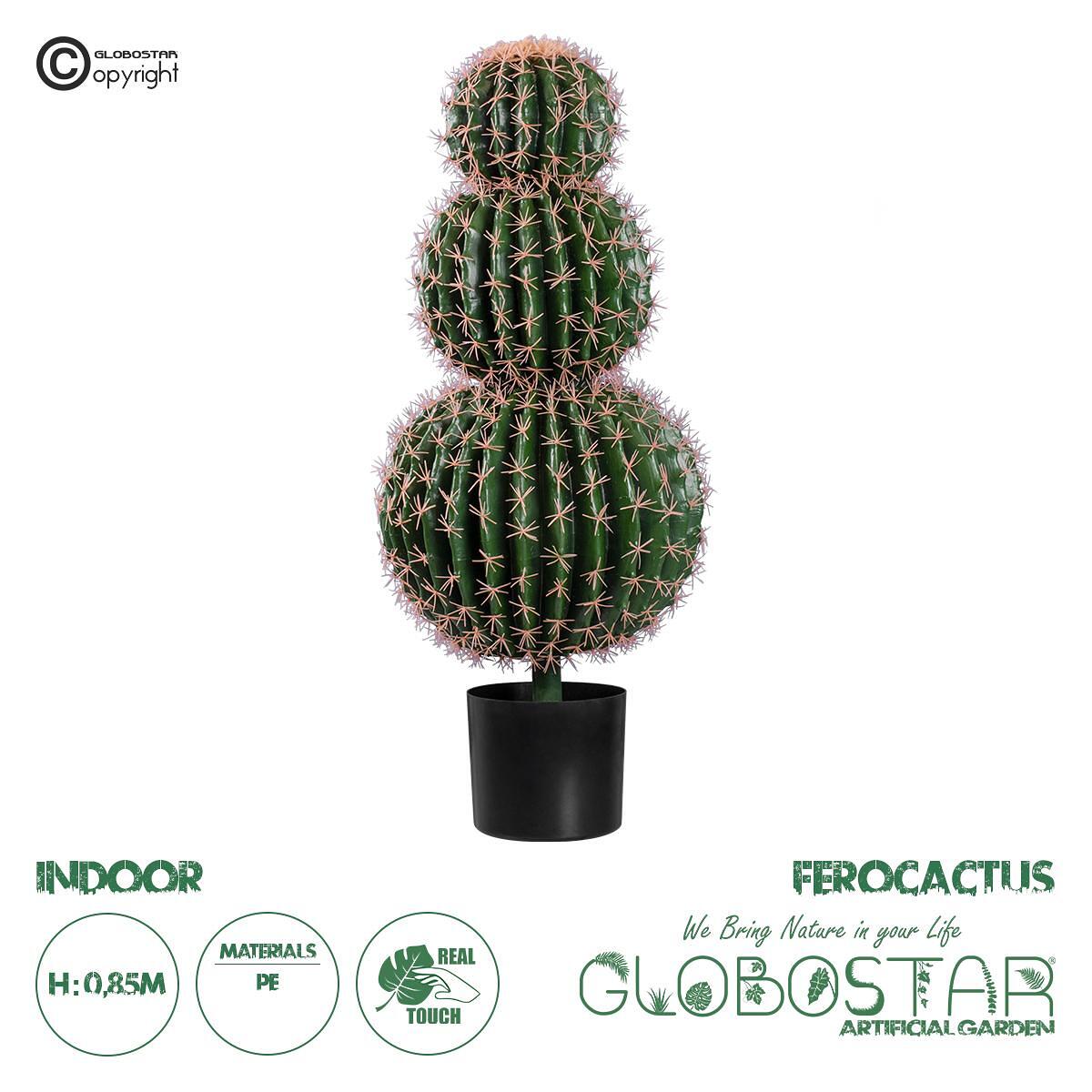 GloboStar® Изкуствена Градина FEROCACTUS 20137 Изкуствено Декоративно Растение Ферокактус В85cm