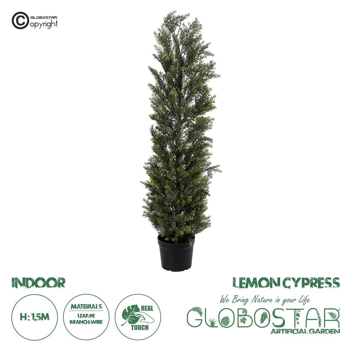 GloboStar® Изкуствена Градинска ЛИМОНЕН КИПАРИС 20152 Изкуствено Декоративно Растение Лимонен Кипарис Височина 150cm