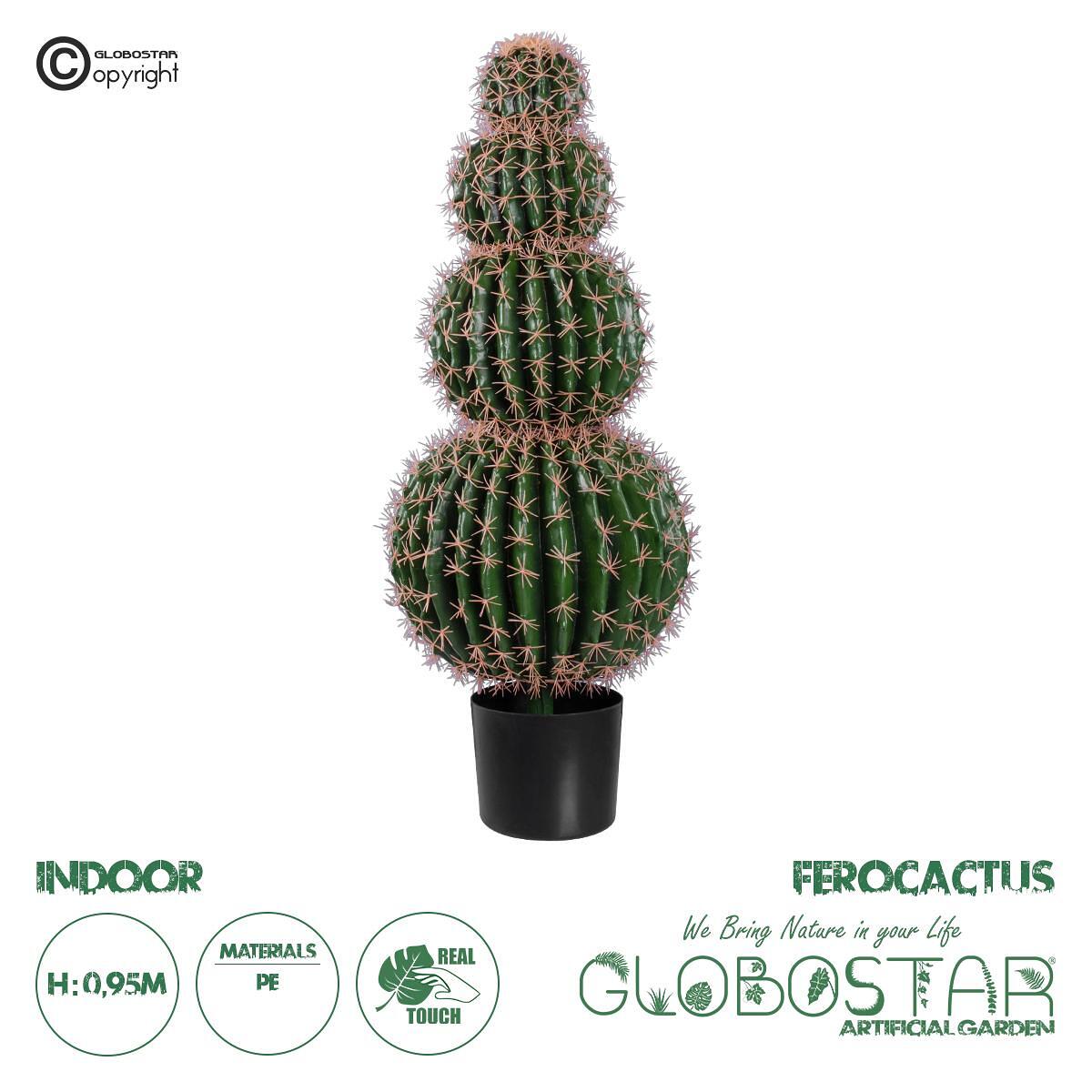 GloboStar® Изкуствена Градина FEROCACTUS 20138 Изкуствено Декоративно Растение Ферокактус В95cm