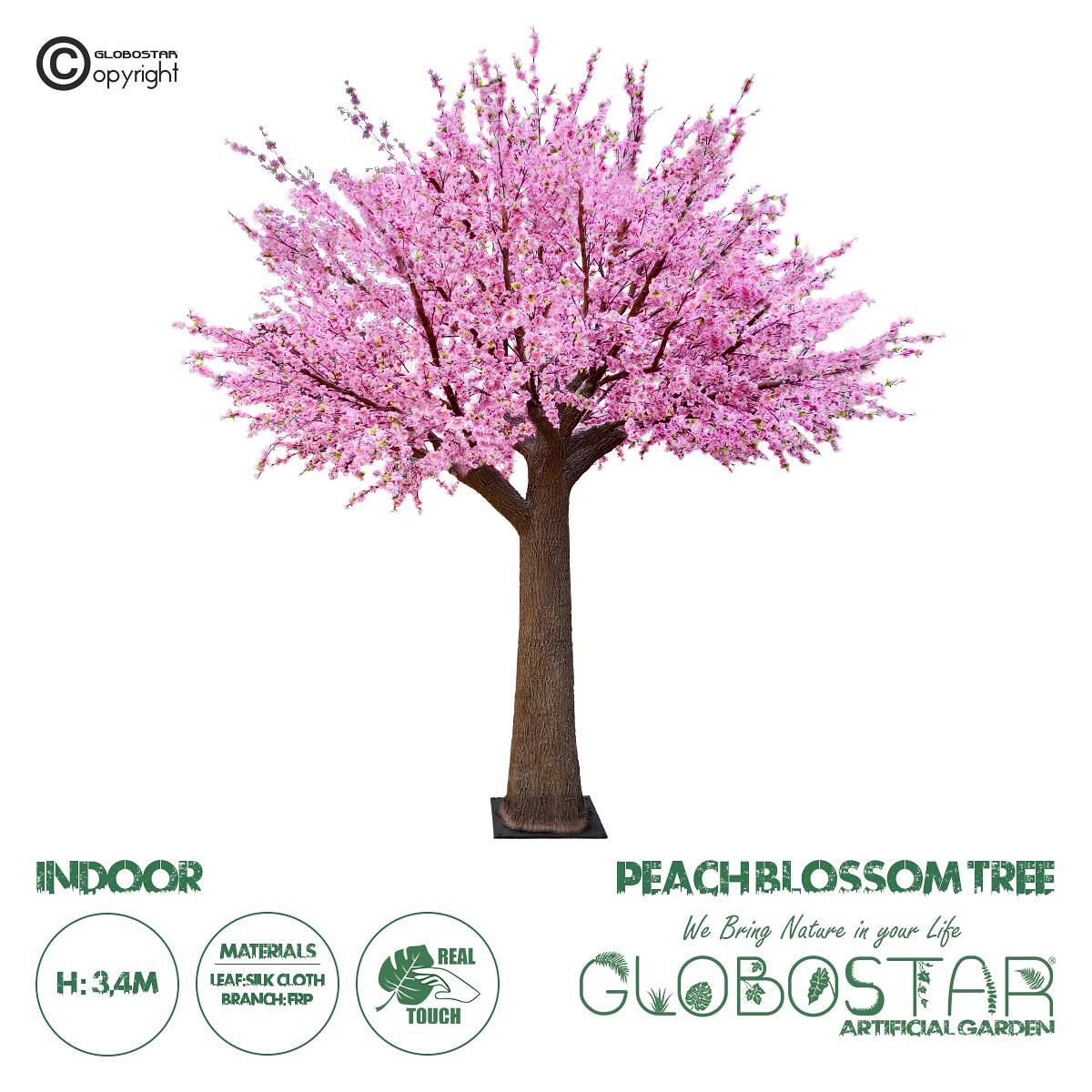 GloboStar® Изкуствено Градинско Дърво PEACH BLOSSOM TREE 20159 Изкуствено Декоративно Дърво Цъфтяща Праскова Височина 340cm