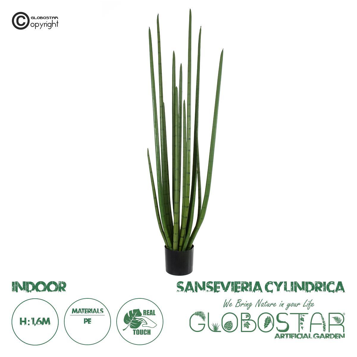 GloboStar® Изкуствена Градина SANSEVIERIA CYLINDRICA 20211 Изкуствено Декоративно Растение Сансевиера В160cm