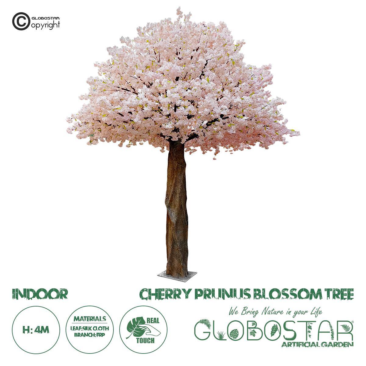 GloboStar® Изкуствена Градинска Декорация ДЪРВО ЧЕРЕШОВ ЦВЯТ PRUNUS BLOSSOM TREE 20167 Изкуствено Декоративно Дърво Черешов Цвят Prunus Височина 400c