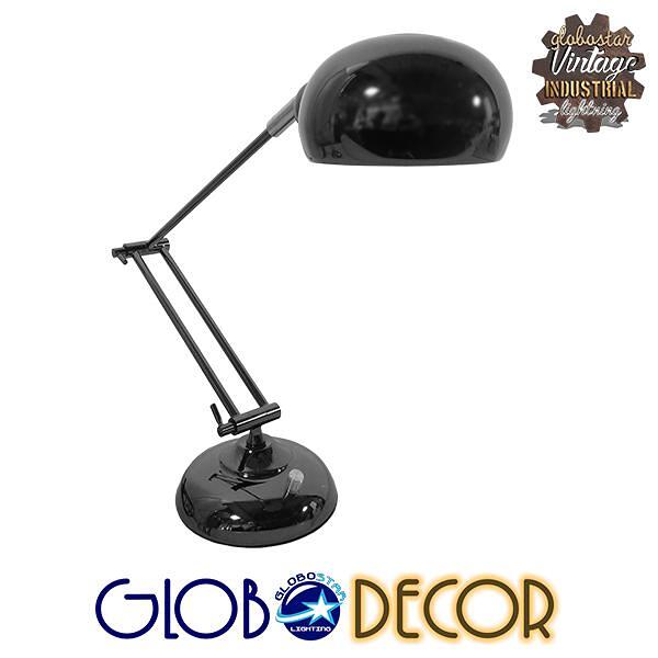 GLOBOSTAR® OFFICE 01392 Модерна настолна лампа с фасунга 1 x E27 AC 220-240V IP20 - Черен - Д12 x Ш12 x В80cm