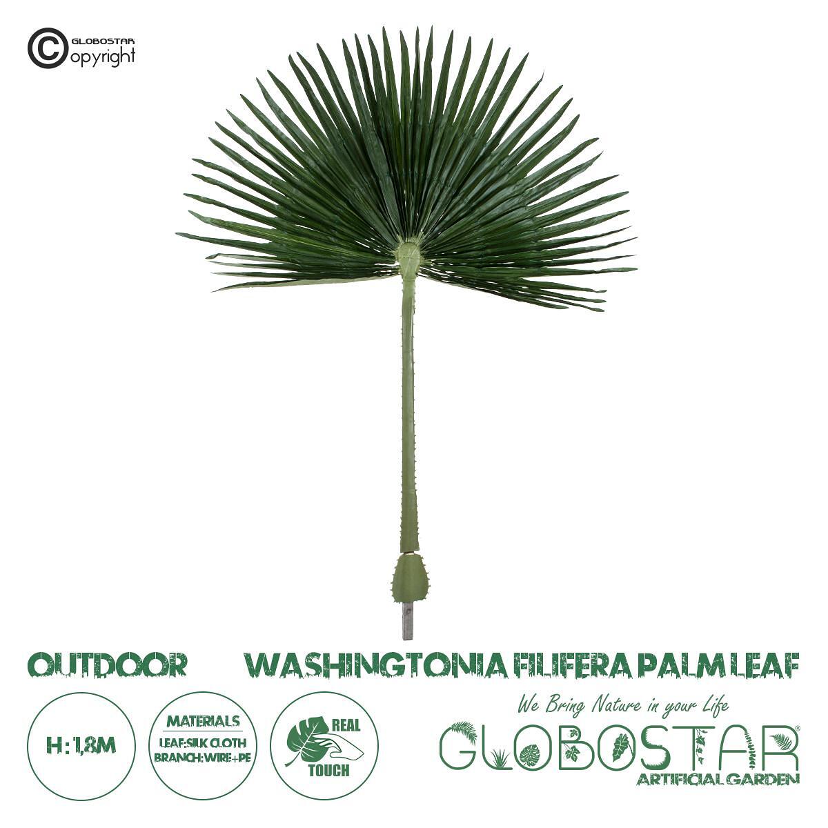GloboStar® Изкуствена Градинска WASHINGTONIA FILIFERA Палмова Листа 20170 Изкуствен Декоративен Лист Палма Вентилатор Ш135 x В180cm