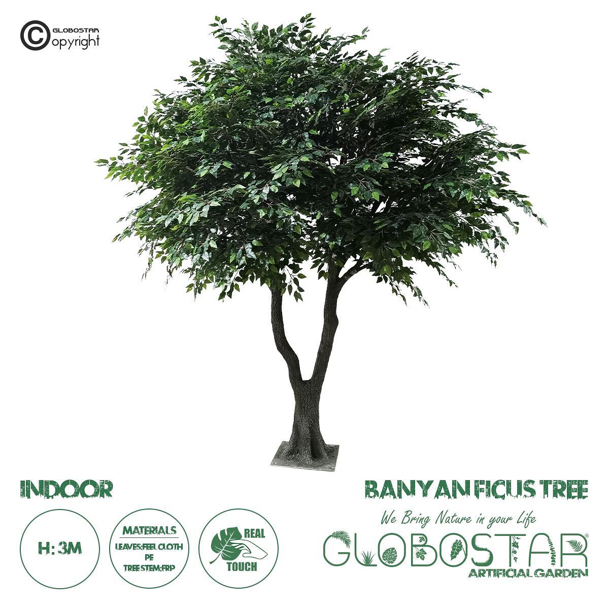 GloboStar® Изкуствено Градинско Дърво BANYAN FICUS TREE 20361 Изкуствено Декоративно Дърво Индийска Смокиня Фикус В300cm