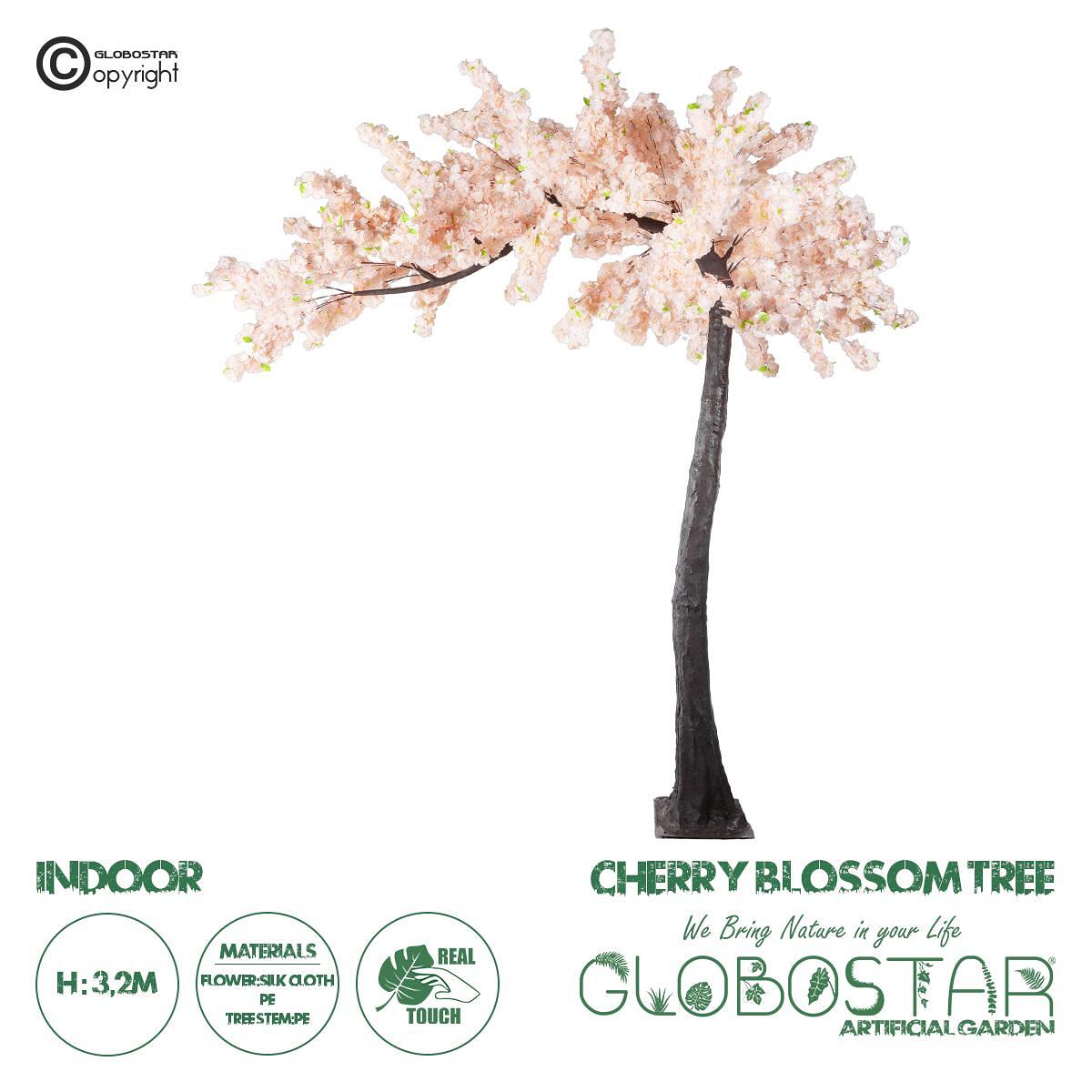 GloboStar® Изкуствена Градинска ЧЕРИШОВА ЦВЕТНА ДЪРВО 20430 Изкуствено Декоративно Дърво Бугенвилия Цвят Череша Височина 320cm
