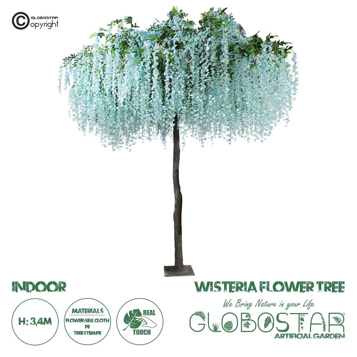 GloboStar® Изкуствено Градинско Дърво WISTERIA FLOWER TREE 20433 Изкуствено Декоративно Дърво Вистерия В340cm