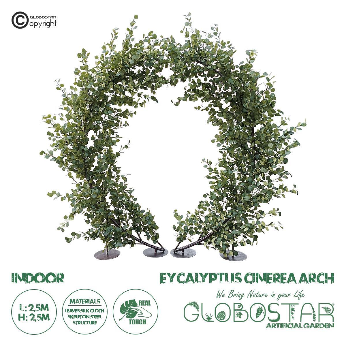 GloboStar® Изкуствена Градина EYCALYPTUS CINEREA ARCH 20434 Изкуствена Декоративна Арка от Евкалипт Ш250cm x В250cm