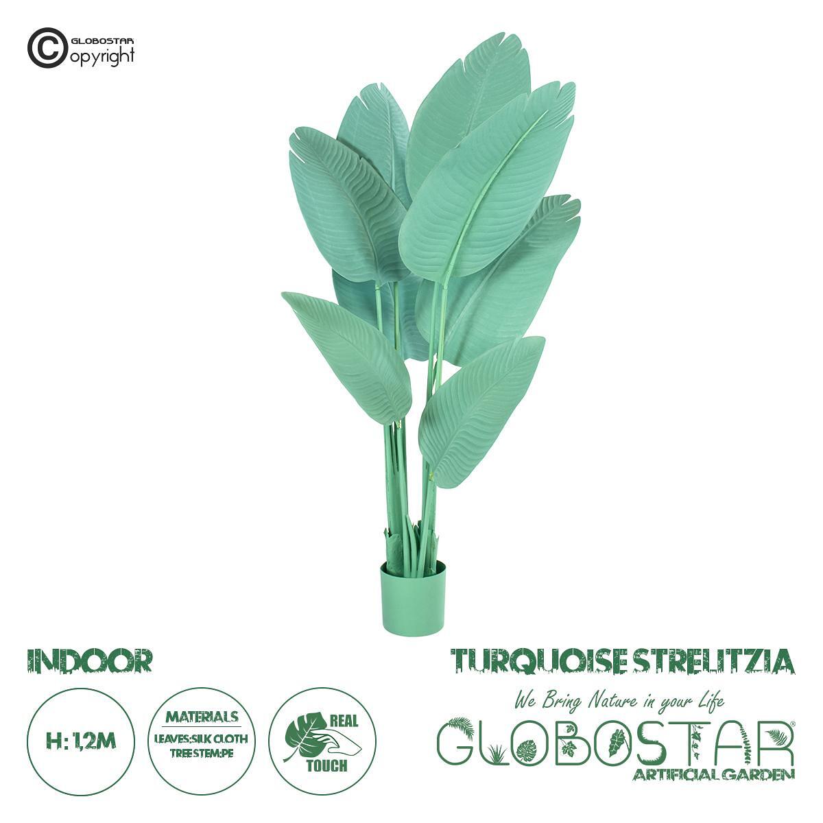 GloboStar® Изкуствено Градинско Растение ТЮРКОАЗЕНА СТРЕЛИЦИЯ 20368 Изкуствено Декоративно Растение Тюркоазена Стрелиция В120cm
