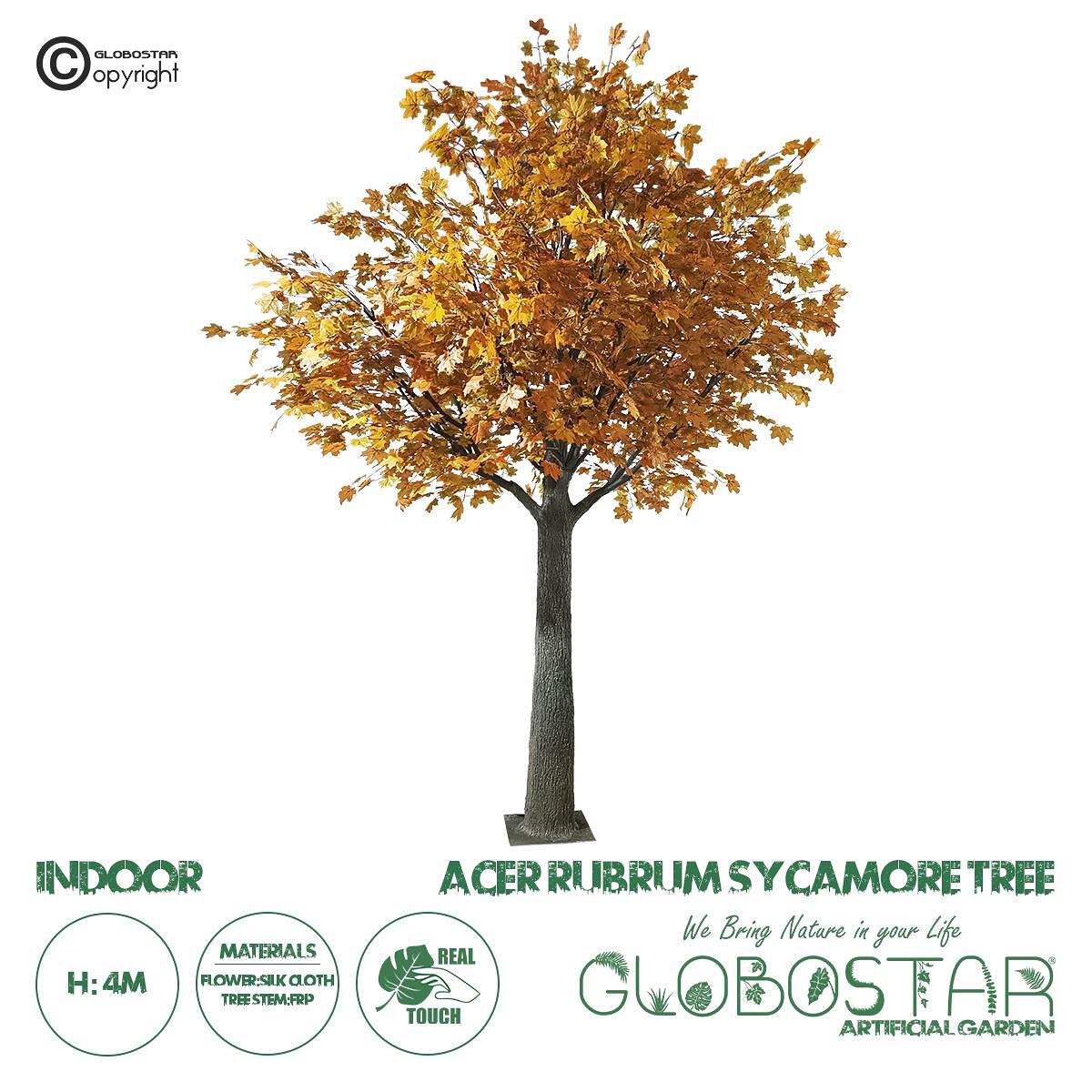GloboStar® Изкуствено Градинско Дърво ACER RUBRUM SYCAMORE TREE 20437 Изкуствено Декоративно Дърво Червен Клен Височина 400cm