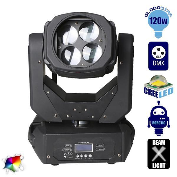 Професионална Движеща се Роботизирана Глава TORNADO Super Beam CREE Prism LED 120W 230V 2° DMX512 RGBW GloboStar 51113