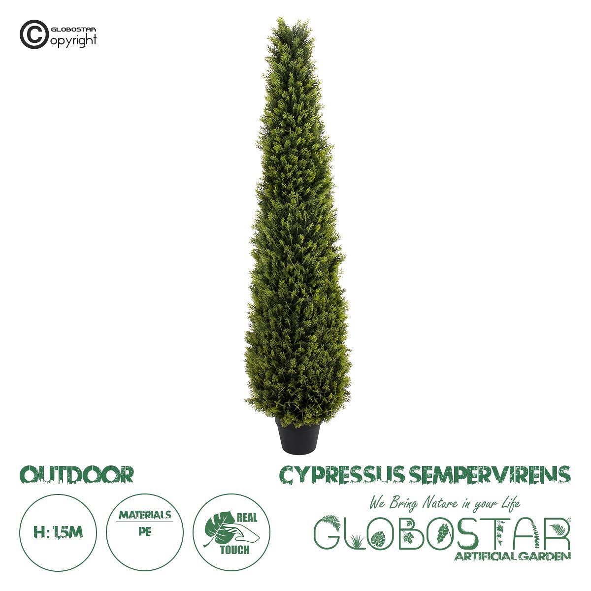 GloboStar® Изкуствена Градина CYPRESSUS SEMPERVIRENS 20395 Изкуствено Декоративно Растение Средиземноморски Кипарис Височина 150cm