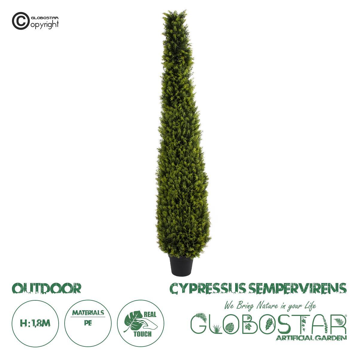 GloboStar® Изкуствена Градина CYPRESSUS SEMPERVIRENS 20396 Изкуствено Декоративно Растение Средиземноморски Кипарис Височина 180см
