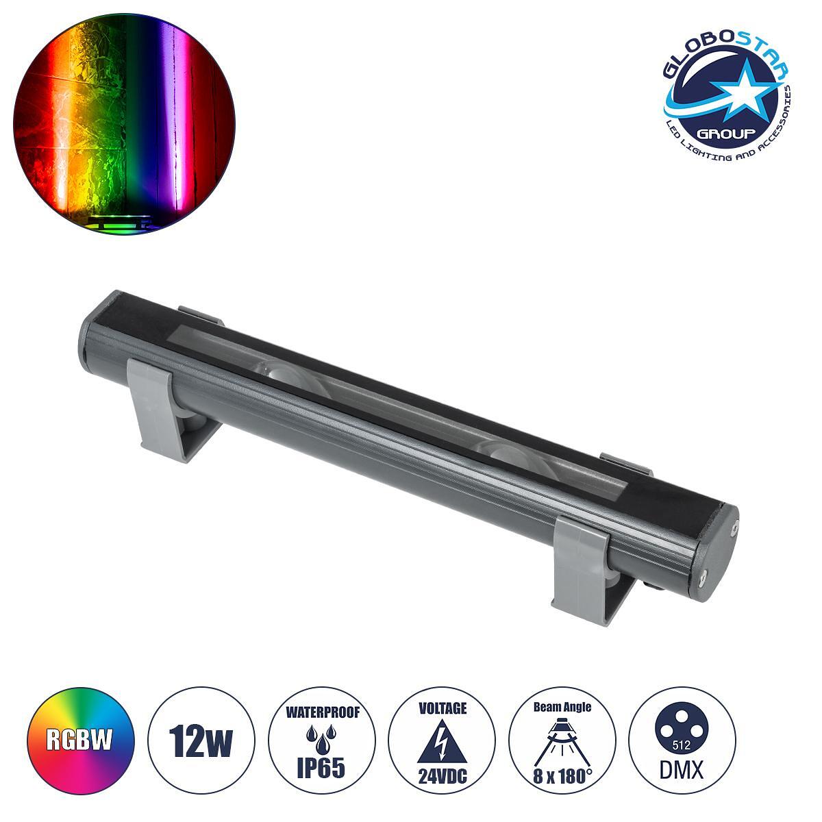 GLOBOSTAR® WINDOWBARI 90513 Осветително тяло за подчертаване на прозорци LED 12W 960lm 8°x180° DC 24V Водоустойчиво IP65 Многоцветно RGBW Димируемо D