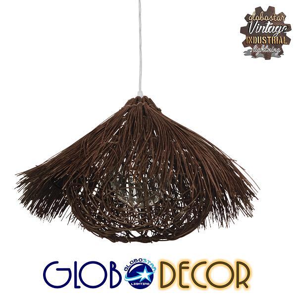 GLOBOSTAR® CHEOPE 01600 Boho Висяща Лампа за Таван с Фасунга 1 x E27 AC 220-240V IP20 - Кафяво - Д50 x Ш50 x В30cm