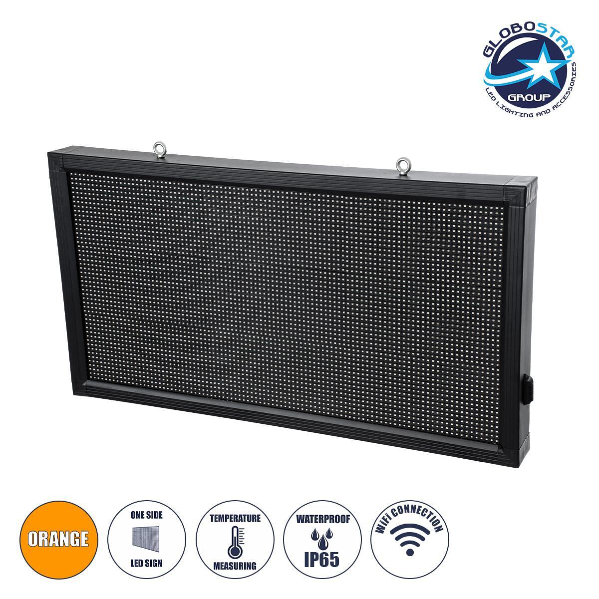 GLOBOSTAR® DISPLAY 90811 Дигитален Текстащ Дисплей 96x48cm P10 Едностранен LED AC 220-240V Водоустойчив IP65 Оранжев - WiFi Управление чрез FK APP -