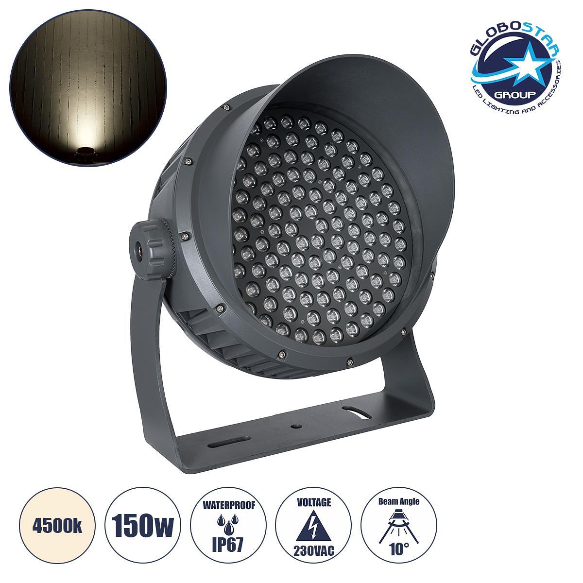GLOBOSTAR® FLOODIMO 90750 Прожектор Спот Wall Washer с Антибликова Решетка LED 150W 14250lm 10° AC 220-240V Водоустойчив IP67 Неутрално Бяло 4500K -