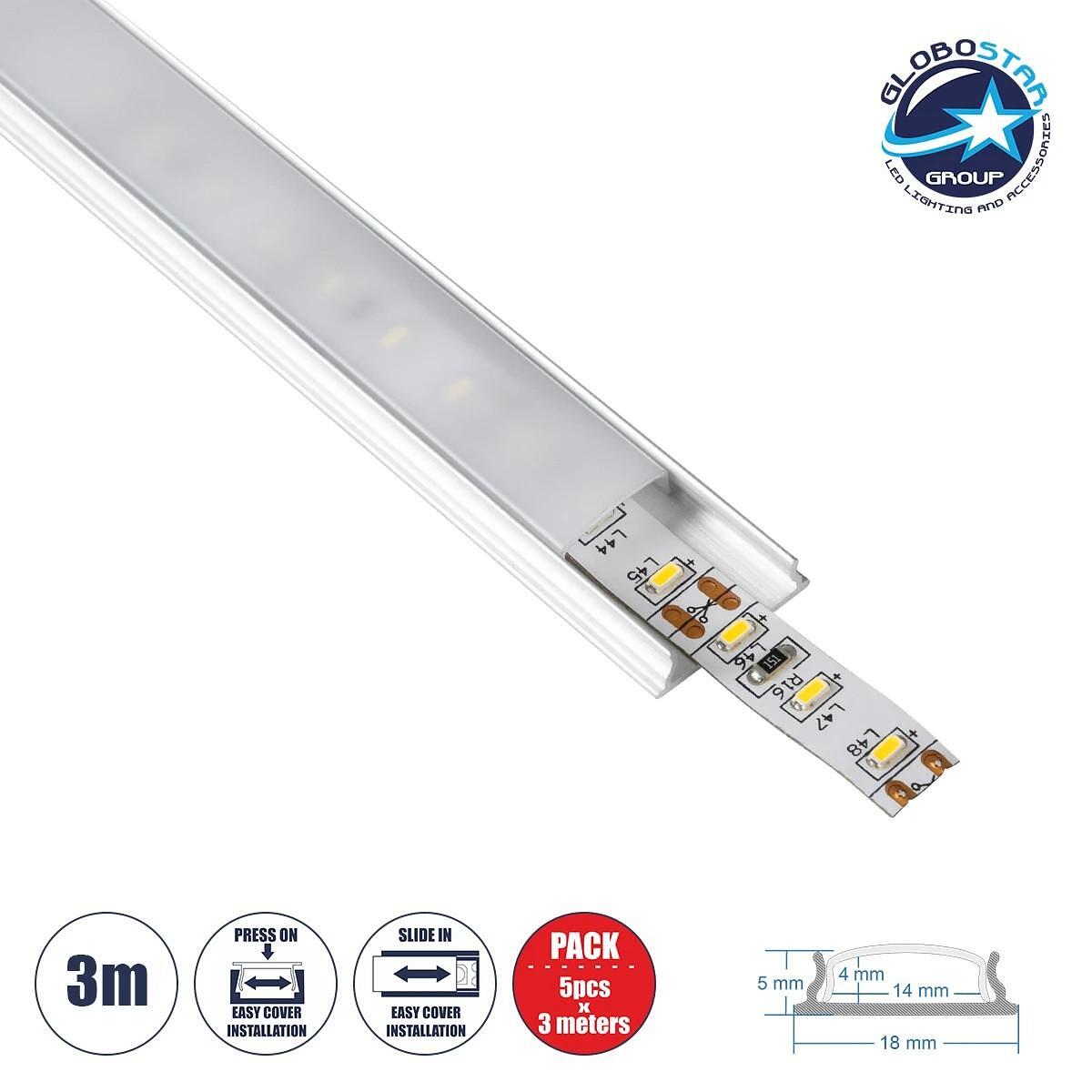 GloboStar® CURVED-PROFILE 70802-3M Алуминиев профил – Основа и радиатор за LED лента с бяло матово покритие – За повърхностен монтаж – Гъвкав с възмо