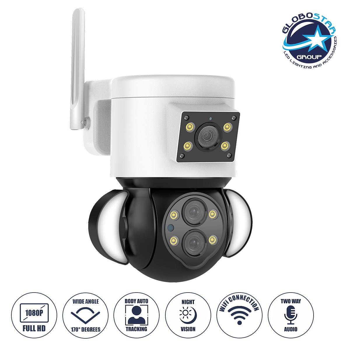 GloboStar® 86076 Стенна WiFi HD 1080P камера в контакт с 350° двойна посока на говор и детектор за движение - Дистанционно управление - Водоустойчива